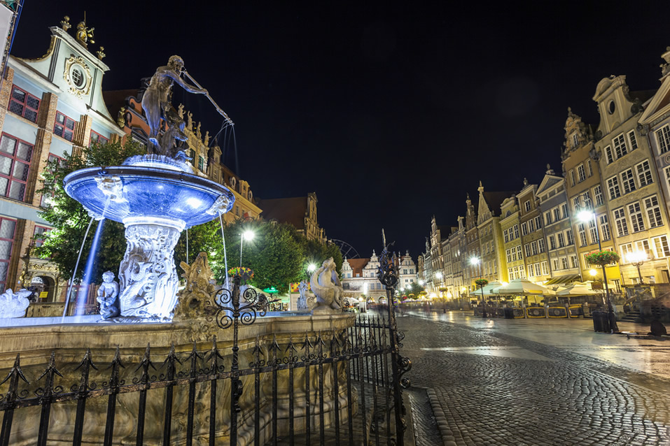Neptune Fountain on Dluga Street in Gdansk